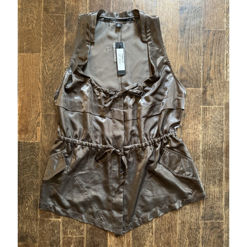 ISDA & CO Crinkle Shine Vest Mushroom Size Medium‎ Women's NWT Style# 1111F77